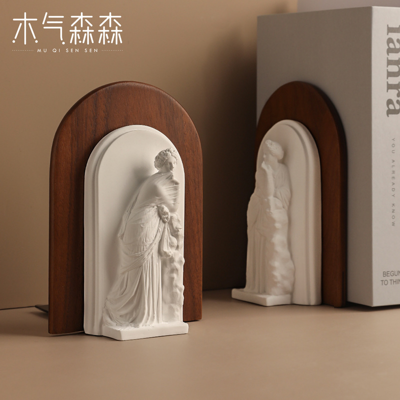 Creative Walnut Solid Wood Bookends, French-Style Bookends, Bedroom, Study, Entrance Hall, Living Room Soft Decoration Ornaments