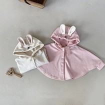 INS style infant and toddler bunny ears bat-sleeve cape coat for male and female babies cute hooded small blouse windproof shirt