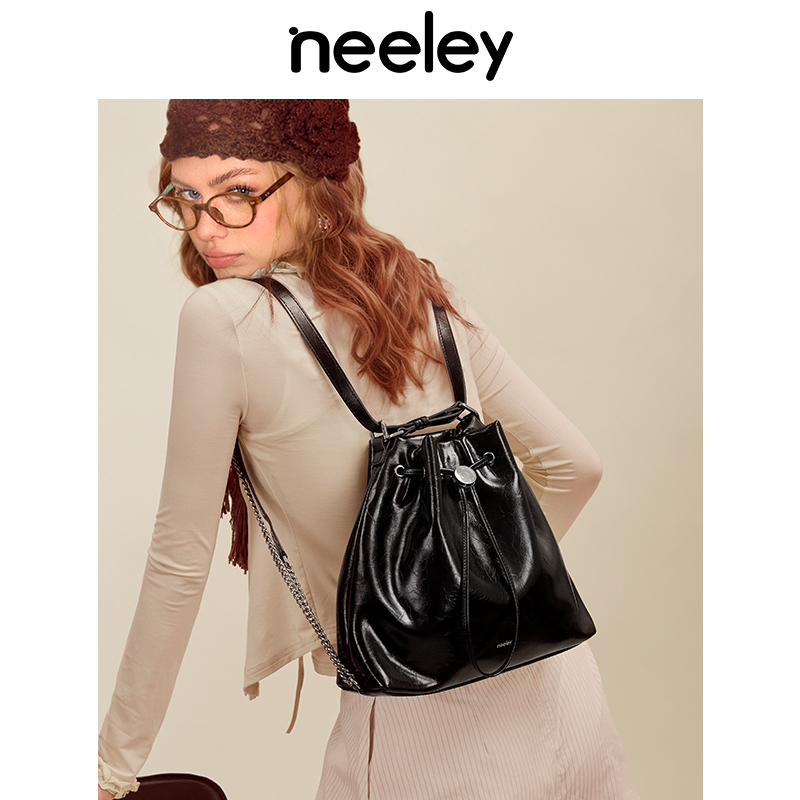 Neeley Tote Bag Shoulder Bag Multi-Wear Backpack Handbag Genuine Leather Cowhide Women's Bag 2026 New Fashion