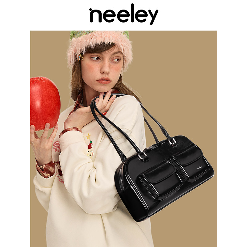 сумка для подмышек neeley, сумка через плечо, кожаная сумка для боулинга, портативная бостонская сумка из воловьей кожи большой емкости, новинка 2025 года