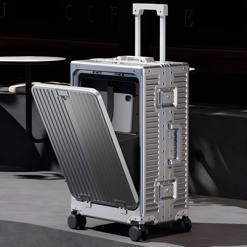 Exported to Japan, Front-Opening All-Aluminum Magnesium Alloy Suitcase 20inch Carry-On Luggage with Combination Lock, 24-Inch Travel Trolley Case Exported to Japan, Front-Opening All-Aluminum Magnesium Alloy Suitcase 20inch Carry-On Luggage with Combination Lock, 24-Inch Travel Trolley Case