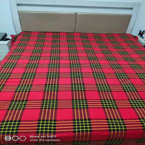 (Thickened) classic square festive lattice thick old coarse cloth double bed sheet large Kang single moisture-proof moisture absorption