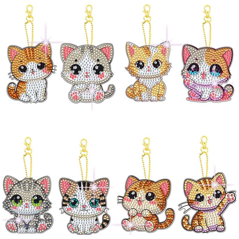 Diamond Painting Keychain Lucky Cat 8-Piece Set Cartoon Keychain Fridge Magnet Children's Handmade Diamond Dot Fridge Magnet Diamond Painting Keychain Lucky Cat 8-Piece Set Cartoon Keychain Fridge Magnet Children's Handmade Diamond Dot Fridge Magnet