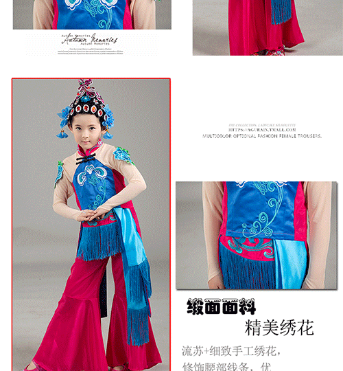 Qiao Hua Dan trang phục trẻ em người lớn Bộ phim truyền hình Bắc Kinh Opera Mulan trang phục biểu diễn có một trang phục khiêu vũ đồ tết cho bé gái