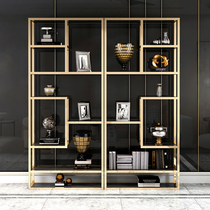 Light and luxurious stainless steel bookshelf brief post modern office partition show living-room multilayer bou shelf bookcase on the ground floor