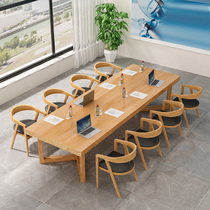 Solid Wood Meeting Table Long Table Log Large Plate Long Strip Table Desk Chair Combination Bench Library Minimalist Modern