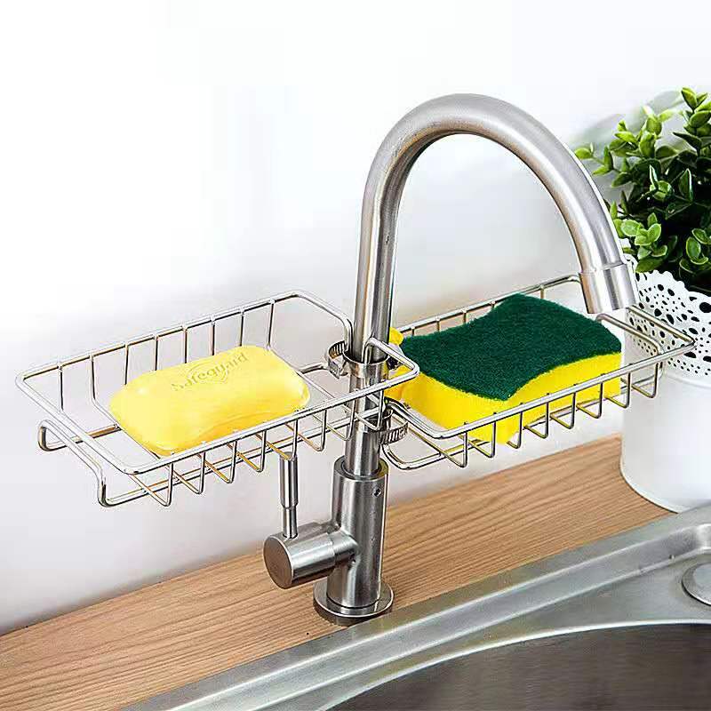 Kitchen Containing deity Stainless Steel Taps Drain Shelve Pool Hanging Basket Home Sink Sponge Rag Shelf