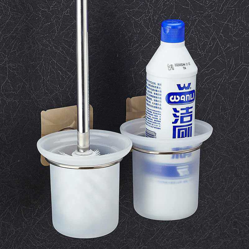 Toilet brush storage cup cleaning toilet soft bristle brush long handle no punching home powder room toilet cleaning set