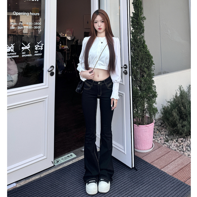 Black Gold Original Color Low-Waist Flared Jeans for Women 2026 Summer Thin American Style Fashionable Slimming Hot Girl Bell-Bottom Pants Black Gold Original Color Low-Waist Flared Jeans for Women 2026 Summer Thin American Style Fashionable Slimming Hot Girl Bell-Bottom Pants