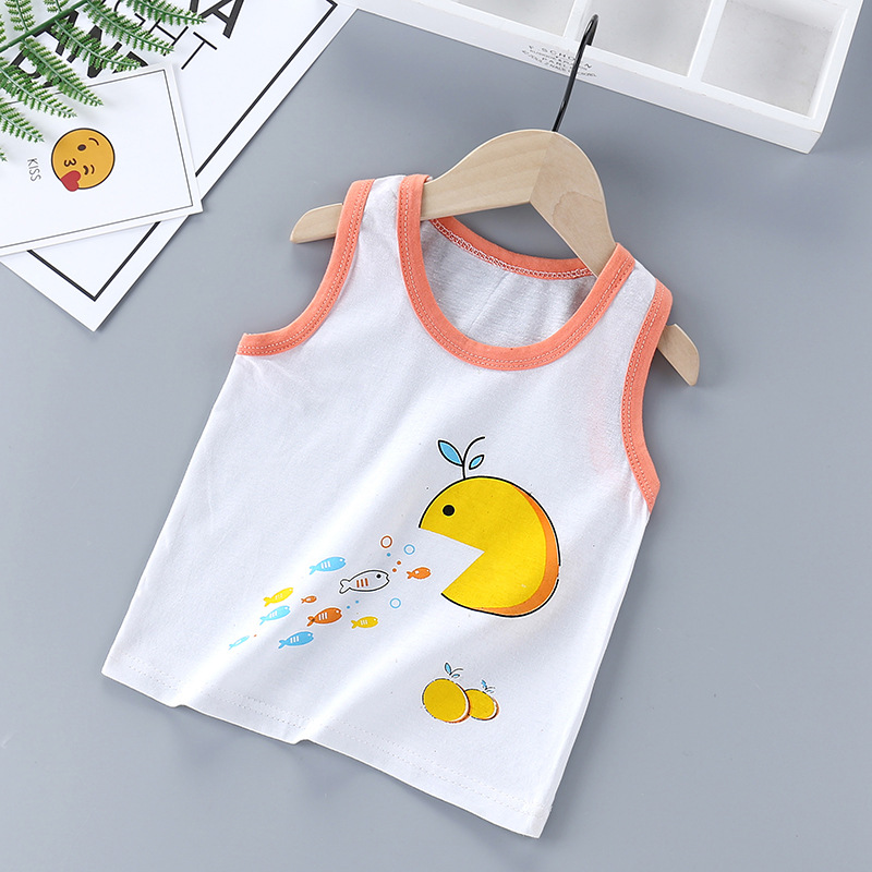 mùa hè bông vest trẻ em phim hoạt hình cho trẻ em không tay áo khoác đơn mảnh nam và nữ trẻ em mỏng của sling ra.