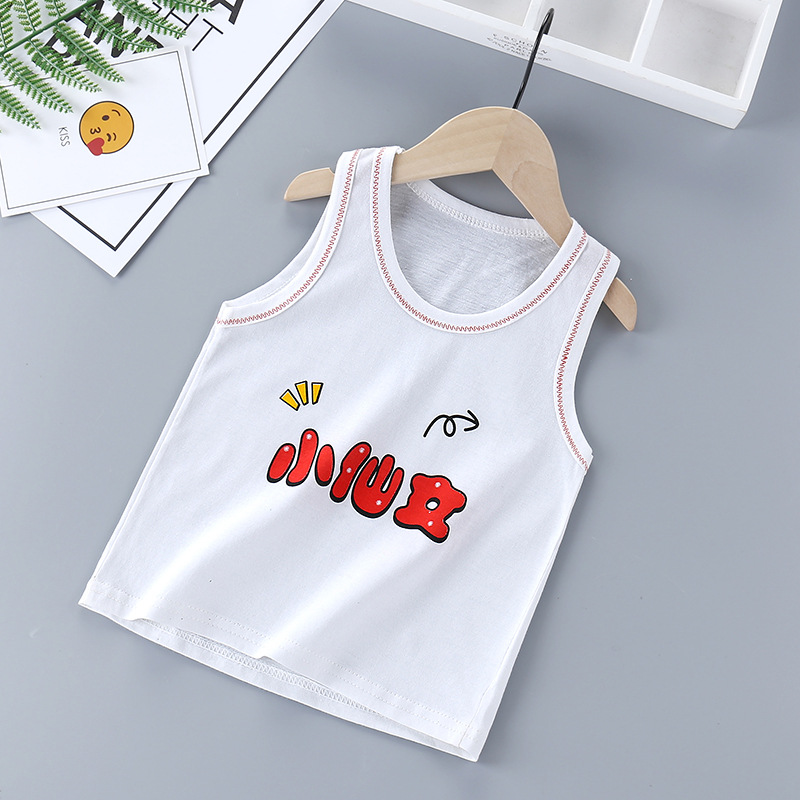 mùa hè bông vest trẻ em phim hoạt hình cho trẻ em không tay áo khoác đơn mảnh nam và nữ trẻ em mỏng của sling ra.