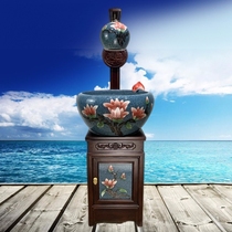 Jingdezhen cabinet fish basin blue glaze fish tank Lotus pond moon goldfish tank door sea tank Living room lucky water ornaments tank