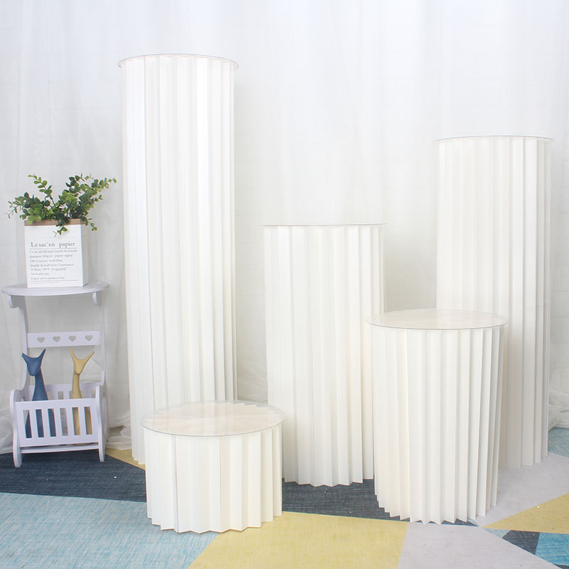 Folding dessert table deformation folding column paper column table wedding hall scene layout welcome area decoration window cake table