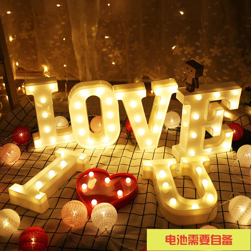 7 New Year's Eve Valentine's Day Birthday Surprise Courseage LED Letter Lamp Romantic room Placement Bedroom Decorative Props