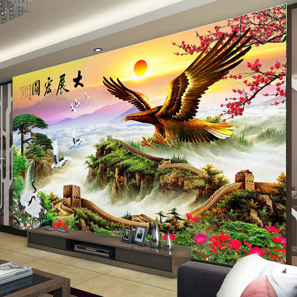 Wan Li Great Wall Office Decoration Painting Bamboo Wood Fiber Integrated Wall Panel Living Room TV Background Wall Panel Hotel Guesthouse