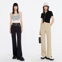 Metal Logo Pituitary Sensation Breaking Hole Microlasi Dress Pants On The Back Of The Metal Logo