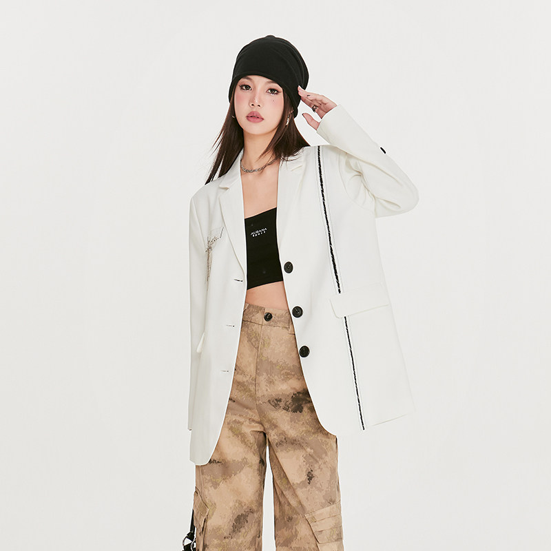 Small-wide shoulder colour loose suit coat temperament leisure and lady