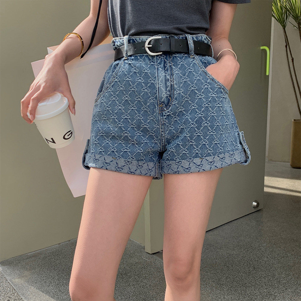 Jacquard curbside denim shorts (delivered with a belt)