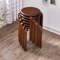 Solid wood stool home round stool modern minimalist table stool stacked creative low stool living room four corner wood stool