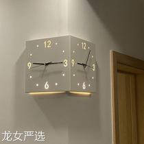 ins style modern corner clock double-sided wall clock fashion simple creative no punch silent clock corner corner clock