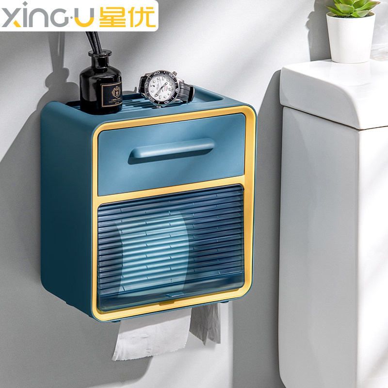 Star optimization dressing room tissue box punch-free waterproof wall-mounted toilet paper rack roll toilet paper box toilet toilet paper box