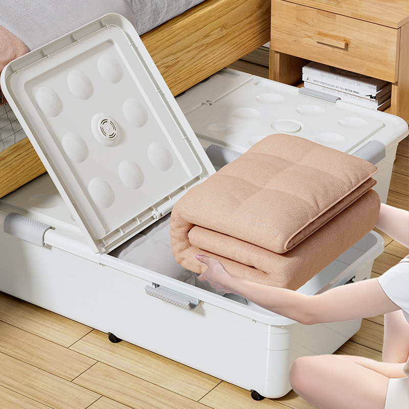 Bed Bottom Containing Box Home Flat Drawer Clothes Quilted Plastic Bed Lower with wheel finishing containing box storage box-Taobao