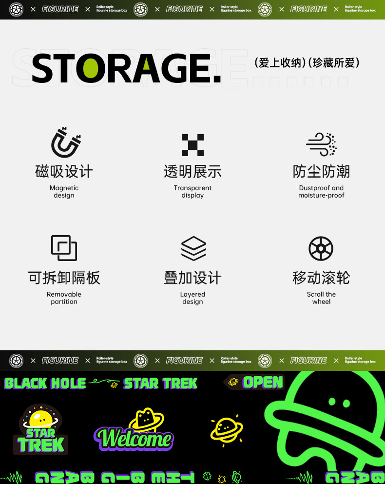 手办展示柜透明盲盒收纳展示架适用乐高玩具模型积木收纳盒陈列柜