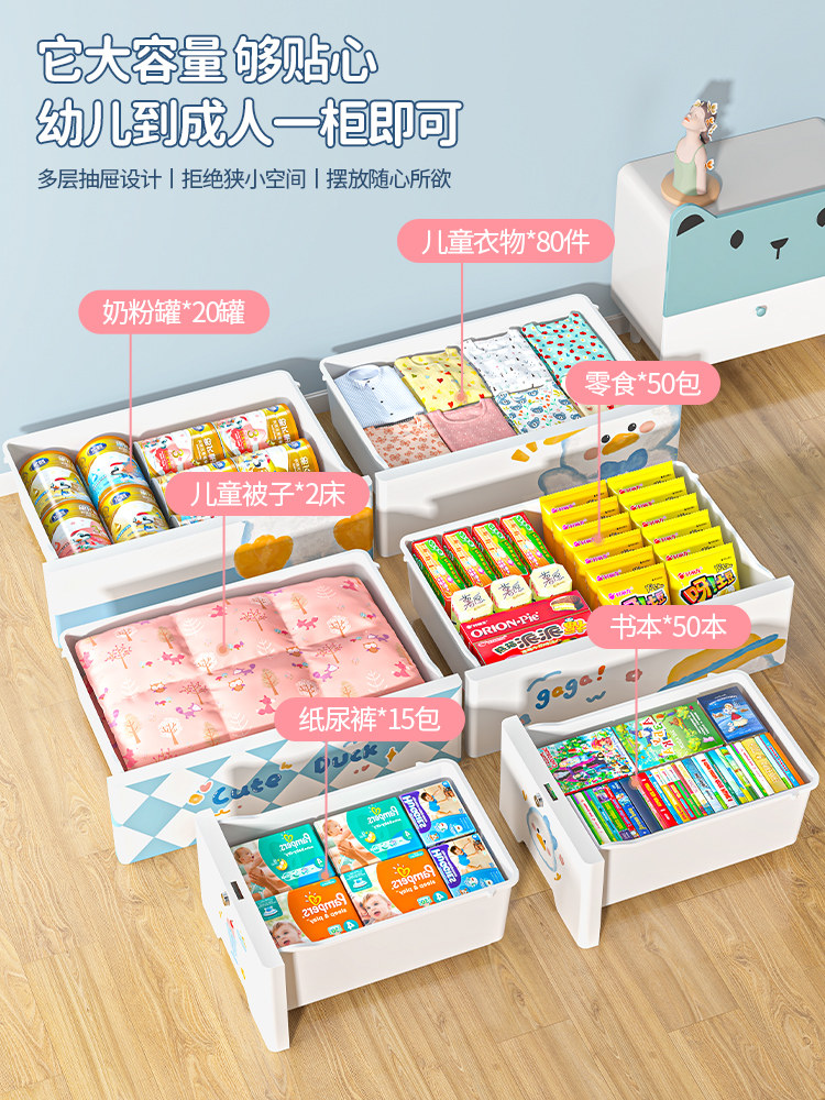 Drawer-Type Storage Cabinet for Home Living Room, Multi-Layer Snack Storage Cabinet, Children's Toy Organizer, Plastic Thickened Five-Drawer Cabinet