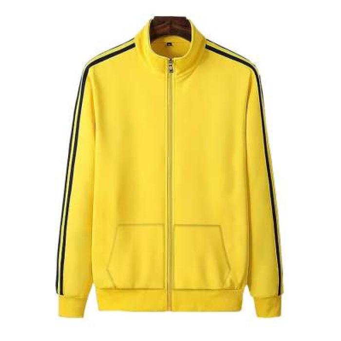 2026 Spring and Autumn Casual Sports Yellow Men's Stand-Up Collar Cardigan Sweatshirt Trendy Couple Matching Loose Fit Unisex Trendy
