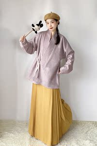 Tiantianjia hanfu daily ming system cross-wear autumn and winter woolen jacket half-sleeved