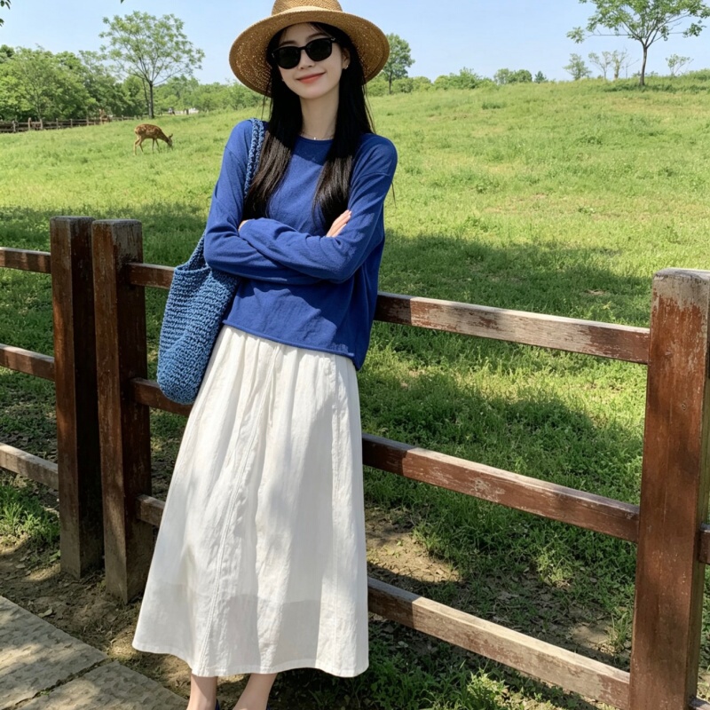 Sun Protection Air-Conditioning Cover-Up Ice Silk Knitwear Klein Blue Long-Sleeved T-Shirt for Women Summer 2026 New Design Sun Protection Air-Conditioning Cover-Up Ice Silk Knitwear Klein Blue Long-Sleeved T-Shirt for Women Summer 2026 New Design