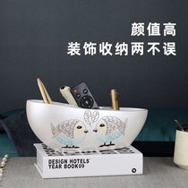 Multifunctional containing box hand-painted creative desktop small piece containing box home remote to contain tea table decoration pendulum