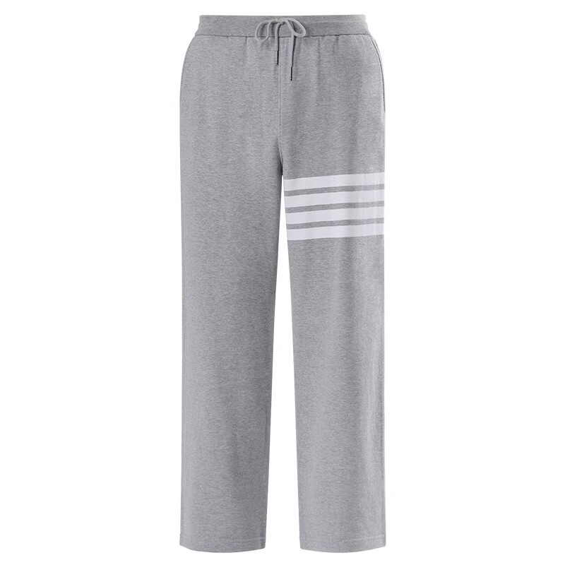 Tb Four-Stripe Straight-Leg Pants, Tom Trendy Brand Loose Pants, Color-Woven Casual Wide-Leg Sweatpants, Pure Cotton Casual Style