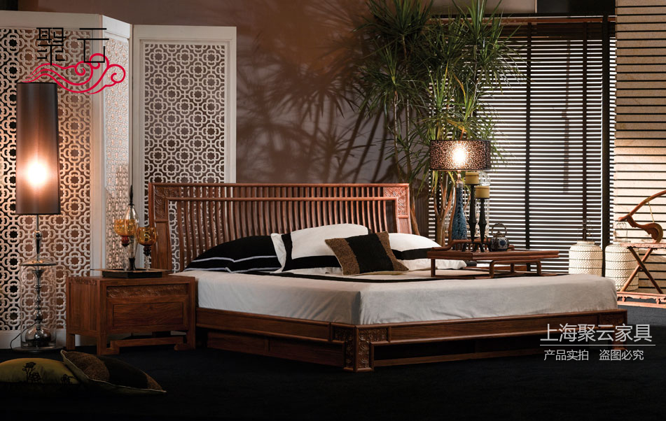 New Chinese-style bedroom double bed Hedgehog red sandalwood carved bed Lin porcelain Suli same style rosewood mahogany furniture