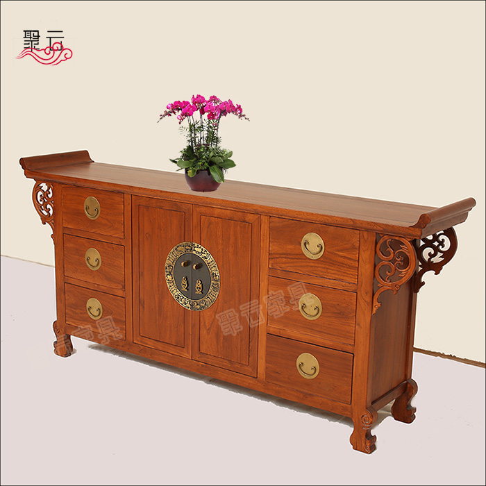 New Chinese style solid wood sideboard Living room cubicle solid wood Multifunctional entrance cabinet Old elm tea cabinet