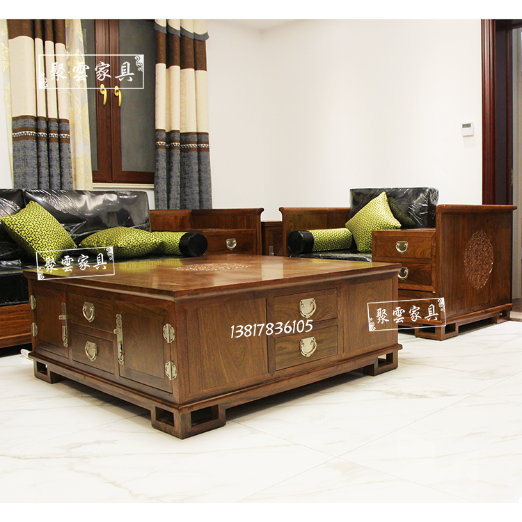 Mới Hedgekey phong cách Trung Hoa sofa sofa gỗ hồng Su Su hoa tốt trăng tròn gỗ hồng mộc nội thất phòng khách - Bộ đồ nội thất kệ tivi đẹp