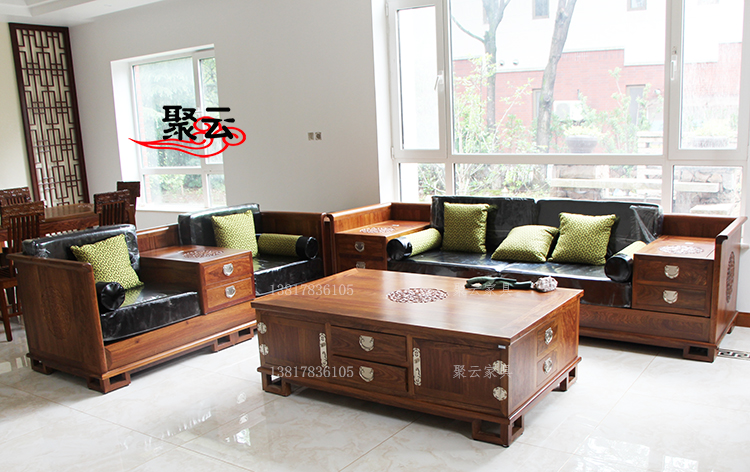 Mới Hedgekey phong cách Trung Hoa sofa sofa gỗ hồng Su Su hoa tốt trăng tròn gỗ hồng mộc nội thất phòng khách - Bộ đồ nội thất kệ tivi đẹp