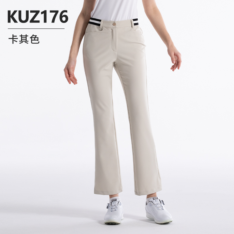 Pgm Golf Pants for Women, New Spring and Summer High-Waisted Flared Pants, Breathable Split Hem Slim Straight-Leg Pants