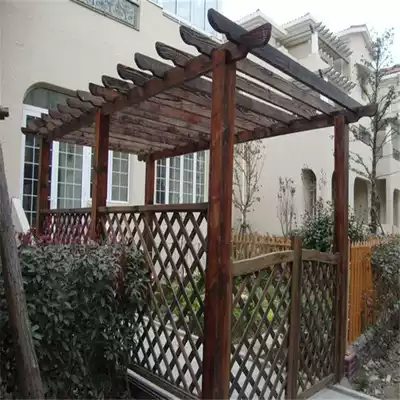 Hot sale anticorrosive wood carbonized wooden floor courtyard fence terrace wall board grape rack climbing vine flower stand camphor pine board