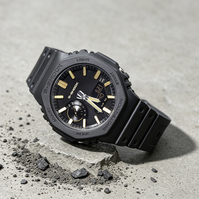 Casio Men's Watch G-Shock Solar Bluetooth Octagonal Black Warrior Ga2100Lxb