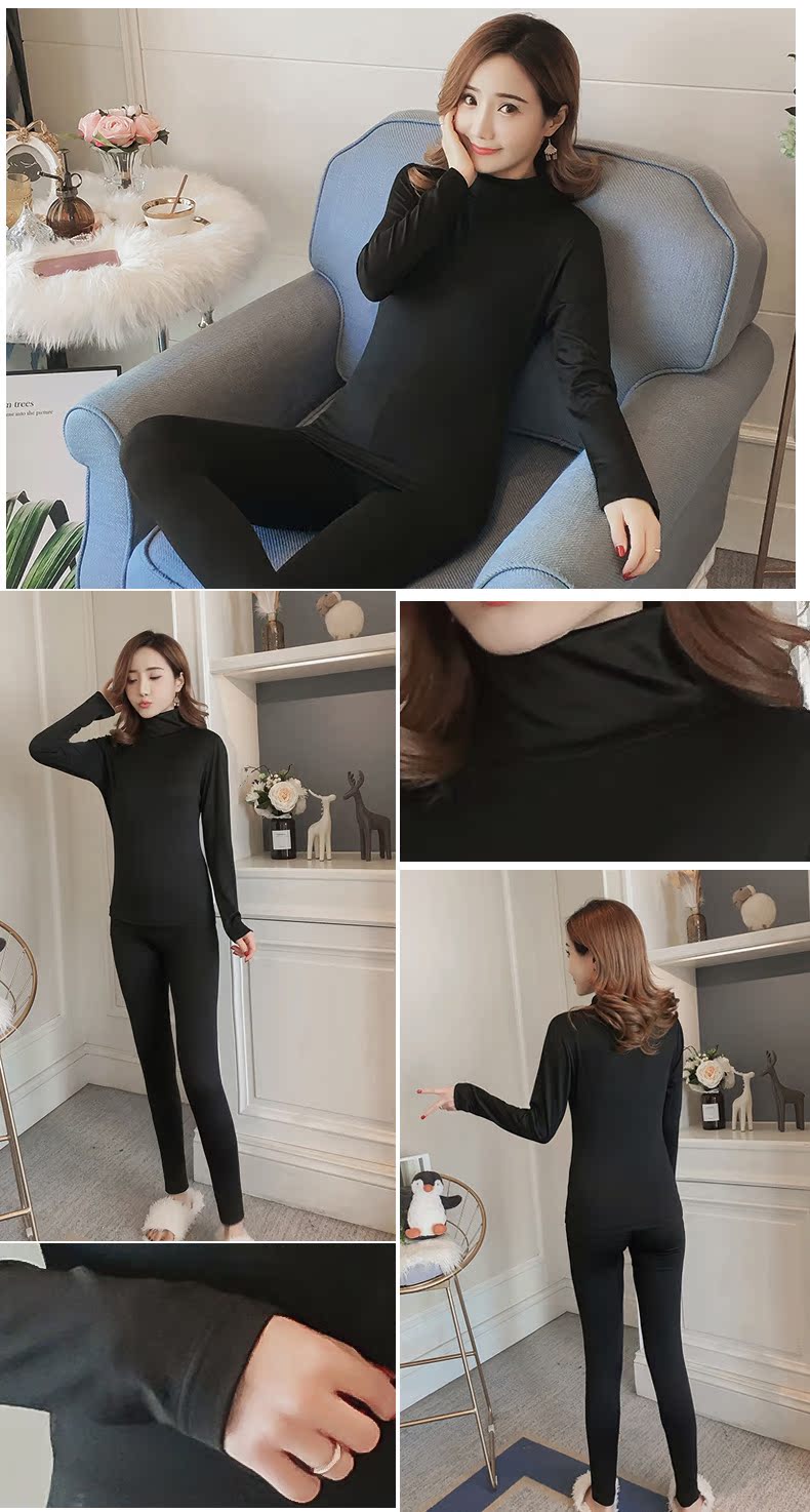 Đồ lót nữ cổ cao kích thước lớn mùa đông chạm đáy áo sơ mi phù hợp với đồ ngủ mặc chặt chẽ bộ đồ ngủ 2 dây
