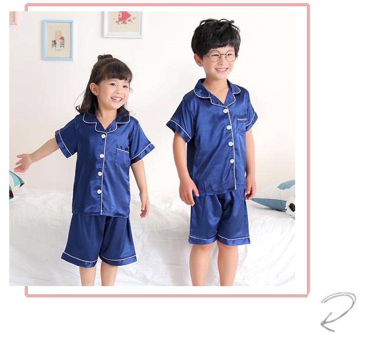 Đồ ngủ nam mùa hè ngắn tay phần mỏng băng lụa thanh niên sinh viên 12-18 tuổi cha mẹ và con mặc trẻ em lớn của dịch vụ nhà đồ bộ mùa hè cho cả gia đình