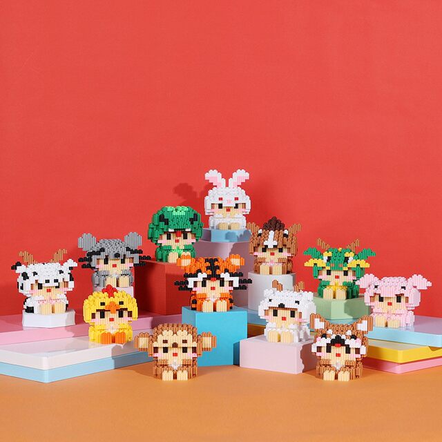 Creative Series Particles Twelve Zodiac Assembled Building Blocks Twelve Constellations Ornaments Children's Educational Assembly Toys Gifts