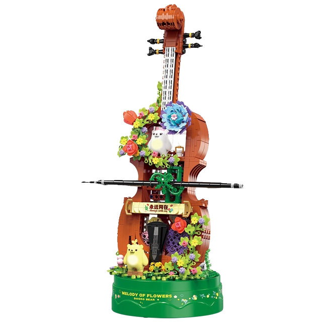 Genuine Sprout Bear Succulent Violin Building Blocks Music Box Creative Assembly Eternal Flower Musical Instrument Model Children's Toy