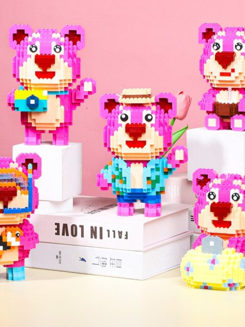 Children's Educational Toys Strawberry Cherry Bear Series Small Square Building Blocks Creative Building Blocks for Girls Birthday Gift