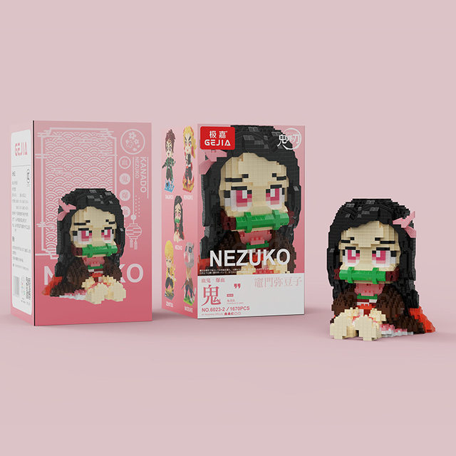 Demon Slayer: Kimetsu No Yaiba Miniature Small Particle Building Block Assembly Toy Anime Model Figurine Tanjiro Kamado Zenitsu Agatsuma