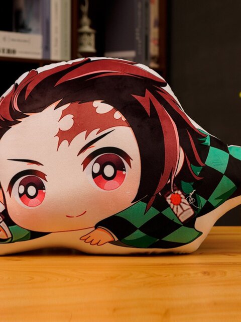 Two-Dimensional Anime Demon Slayer Merchandise Pillowcases Featuring Tanjiro, Zenitsu, Nezuko, Shinobu, and Giyu Plush Toys