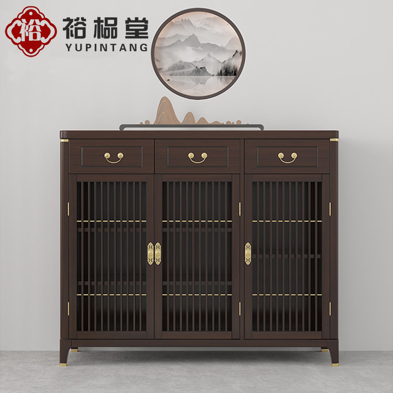New Chinese Footwear Cabinet Door Hall Entrance decorative cabinet Modern minimalist Partition Containing Cabinet Zen-style Kitchen Solid Wood Furniture
