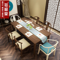 New Chinese style solid wood square dining table and chair combination Modern minimalist restaurant model room villa furniture custom dining table and chair