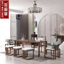 New Chinese solid wood tea table and chair combination Kung Fu tea table Walnut tea table Retro tea art table Zen tea drinking table and chair